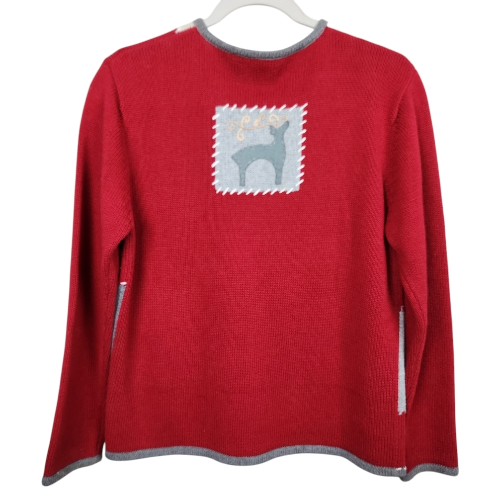 Coldwater Creek Patchwork Cottagecore Cute Christmas Sweater Cardigan Size Small - Picture 4 of 8